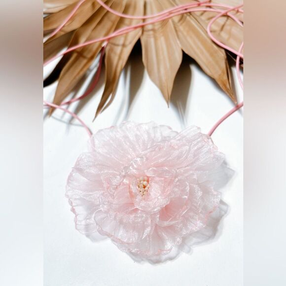 Pink flower choker S397 - Picture 3 of 4